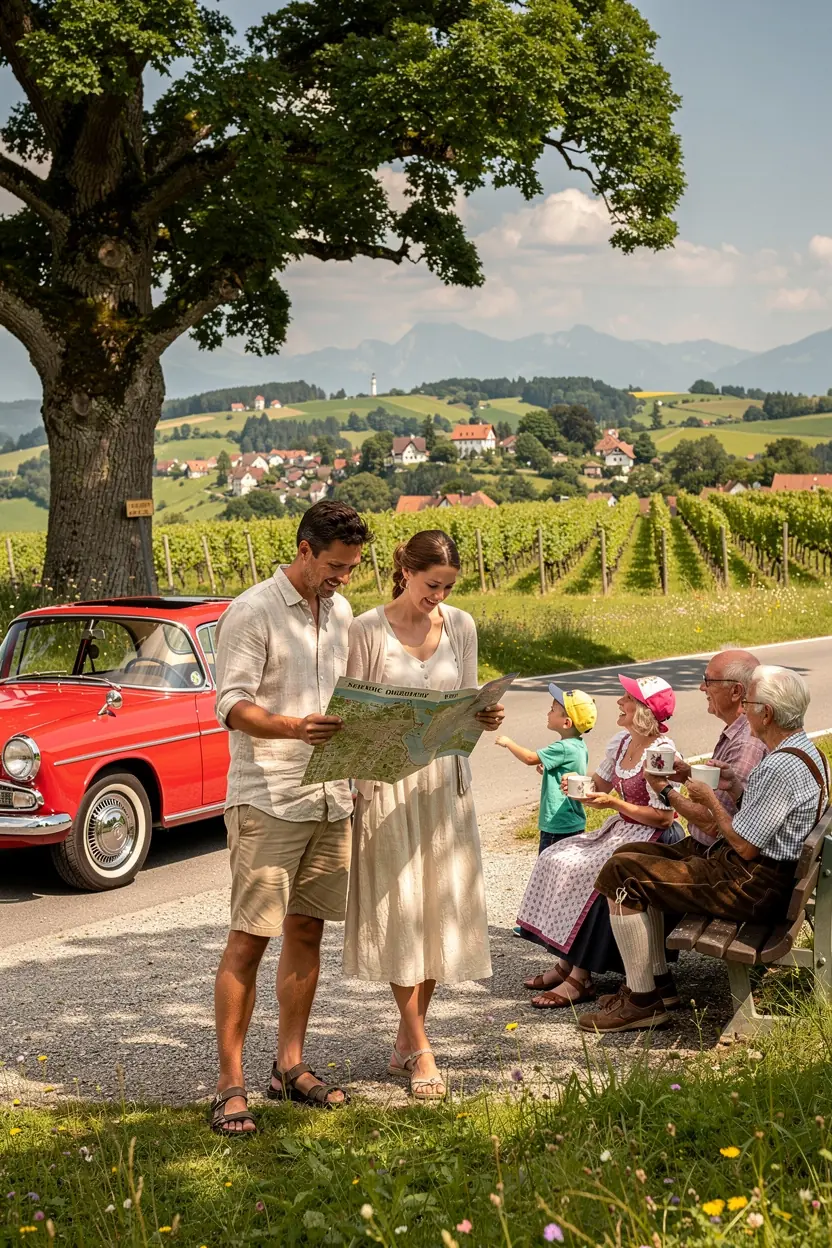 Eine detaillierte Karte von Deutschland, die malerische Reiserouten durch beeindruckende Landschaften zeigt.